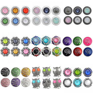5pc/lot Mix Rhinestone Metal Flower Snap Buttons for Snap Bracelet Bangle