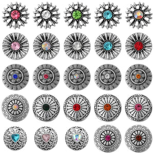 6pcs Snap Button Jewelry 18mm Rhinestone Snaps for Necklace DIY Jewelry