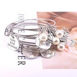 5pcs Bangle Set Letter Charm Bracelets Pearls Bangles Cuff Jewlery