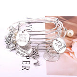 5pcs Bangle Set Letter Charm Bracelets Pearls Bangles Cuff Jewlery