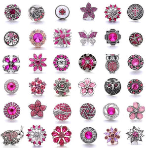 5Pcs Rose Crystal Heart Snap Button Jewelry for Women