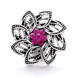 5Pcs Rose Crystal Heart Snap Button Jewelry for Women