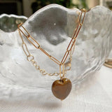 Stainless Steel Heart Charm Bracelet with Pink Quartz Opal Stone