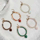 Stainless Steel Heart Charm Bracelet with Pink Quartz Opal Stone