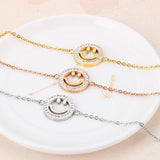 Smiley Stainless Steel Bracelet with Silver Rose Charm