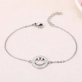 Smiley Stainless Steel Bracelet with Silver Rose Charm