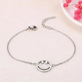 Smiley Stainless Steel Bracelet with Silver Rose Charm