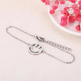 Smiley Stainless Steel Bracelet with Silver Rose Charm