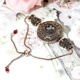 Gray Crystal Sliding Chain Coin Bracelet Vintage Jewelry