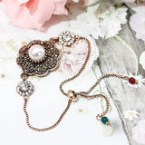 Gray Crystal Sliding Chain Coin Bracelet Vintage Jewelry