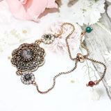 Gray Crystal Sliding Chain Coin Bracelet Vintage Jewelry