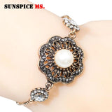 Gray Crystal Sliding Chain Coin Bracelet Vintage Jewelry