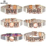 Two Stainless Steel Mesh Bracelet Set with Love Charm