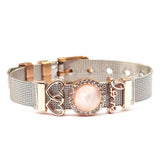 Two Stainless Steel Mesh Bracelet Set with Love Charm