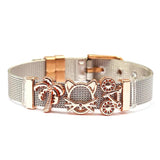 Two Stainless Steel Mesh Bracelet Set with Love Charm