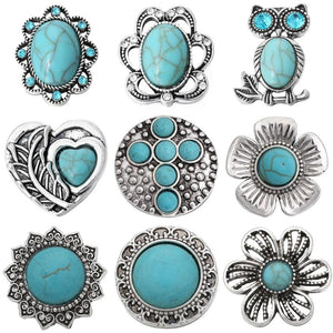 6pcs Natural Stone Snap Buttons 18mm DIY Snap Jewelry Charms for Bracelet