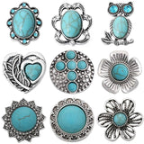 6pcs Natural Stone Snap Buttons 18mm DIY Snap Jewelry Charms for Bracelet