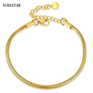 3mm Round Snake Chain Bracelet Stainless Steel Colour Adjustable Lady Jewelry