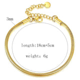 3mm Round Snake Chain Bracelet Stainless Steel Colour Adjustable Lady Jewelry