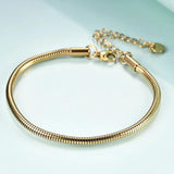 3mm Round Snake Chain Bracelet Stainless Steel Colour Adjustable Lady Jewelry