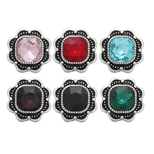6pcs Snap Jewelry Mixed 18mm Snap Button Crystal Rhinestone for Snap Bracelets