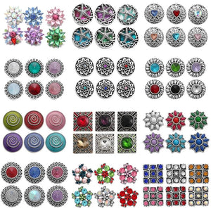 6pcs Snap Jewelry Mixed 18mm Snap Button Crystal Rhinestone for Snap Bracelets