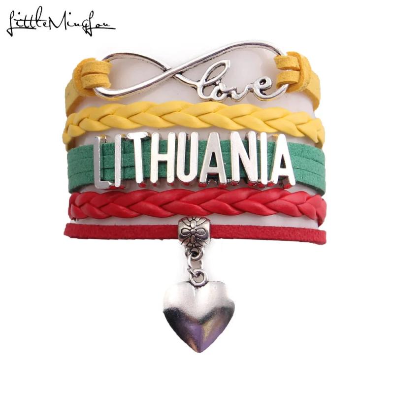 Infinity Love Lithuania Bracelet Heart Charm Leather Wrap Men Bracelets
