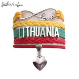 Infinity Love Lithuania Bracelet Heart Charm Leather Wrap Men Bracelets