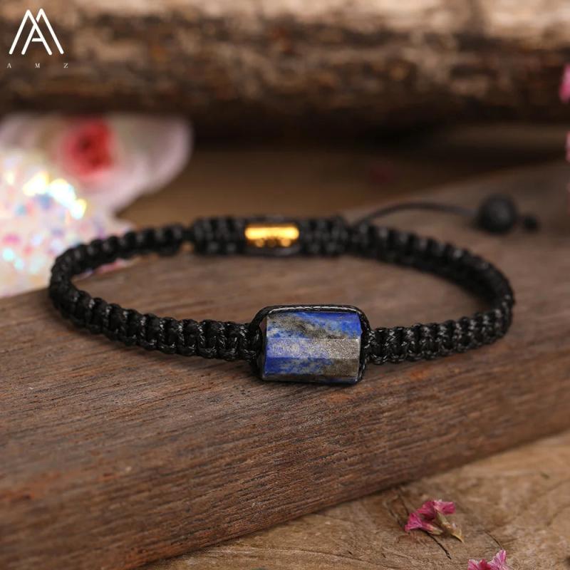 Natural Stones Cylinder Beads Wristband Bracelet Women Boho Jewelry