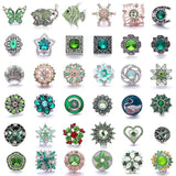 5Pcs/Lot Green Flower Crystal Snap Clasp 18mm Snap Clasp Jewelry