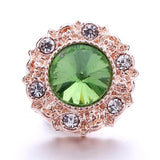 5Pcs/Lot Green Flower Crystal Snap Clasp 18mm Snap Clasp Jewelry