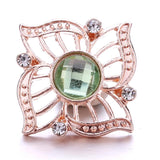 5Pcs/Lot Green Flower Crystal Snap Clasp 18mm Snap Clasp Jewelry