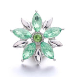 5Pcs/Lot Green Flower Crystal Snap Clasp 18mm Snap Clasp Jewelry