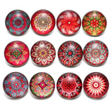12pcs Red Exotic Pattern 18mm Snap Button Charms For Bracelet Snap Jewelry