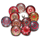 12pcs Red Exotic Pattern 18mm Snap Button Charms For Bracelet Snap Jewelry