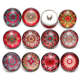 12pcs Red Exotic Pattern 18mm Snap Button Charms For Bracelet Snap Jewelry