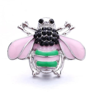 5pcs Pink Rhinestone Flower Metal Snap Buttons for Jewelry