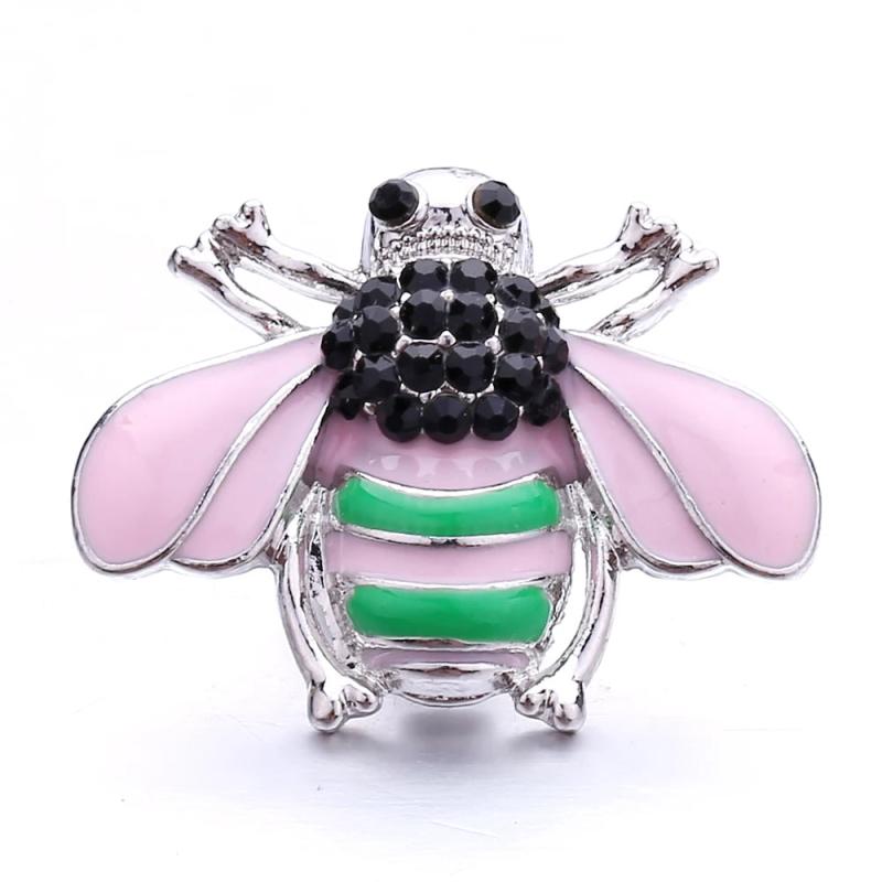 5pcs Pink Rhinestone Flower Metal Snap Buttons for Jewelry