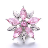 5pcs Pink Rhinestone Flower Metal Snap Buttons for Jewelry