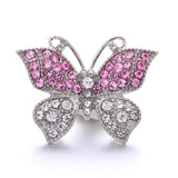 5pcs Pink Rhinestone Flower Metal Snap Buttons for Jewelry