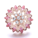 5pcs Pink Rhinestone Flower Metal Snap Buttons for Jewelry