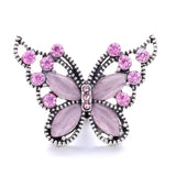 5pcs Pink Rhinestone Flower Metal Snap Buttons for Jewelry