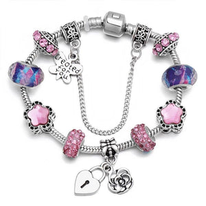 Crystal Beads Charm Bracelets DIY Silver Bracelets Jewellery