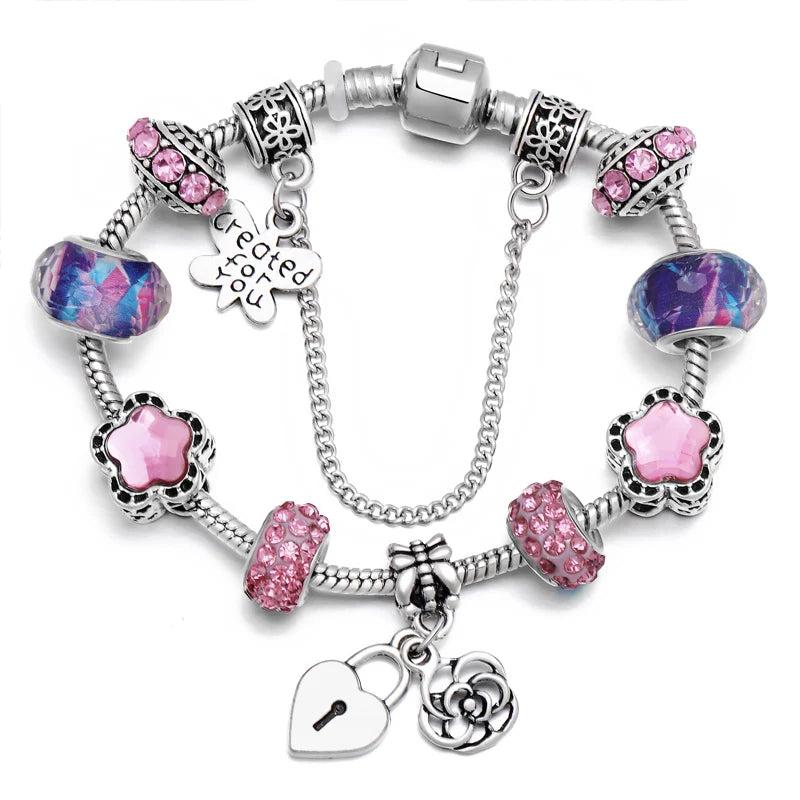 Crystal Beads Charm Bracelets DIY Silver Bracelets Jewellery