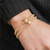 Crown Cube Charm Couples Bracelet Set 4mm Copper Bead Braiding Women Jewelry