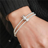 Crown Cube Charm Couples Bracelet Set 4mm Copper Bead Braiding Women Jewelry