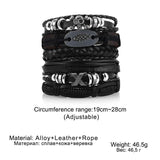 Gothic Punk Skull Metal Bracelet Set Leather Chain Arm Jewelry