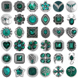 6pcs Green Snap Button Jewelry Rhinestone Metal Buttons Fit Snap Bracelet