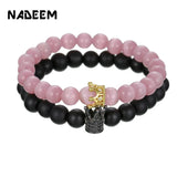 Micro Pave CZ Crown Charm Couple Bracelets Sets