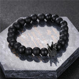 Micro Pave CZ Crown Charm Couple Bracelets Sets